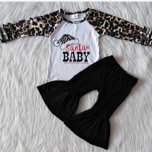 SUPER CUTE!! Santa Baby Cheetah Outfit Bellbottom Pants Multiple Sizes